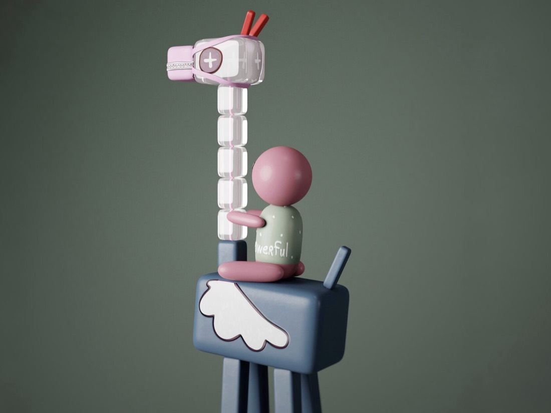 Giraffe and boy view 4