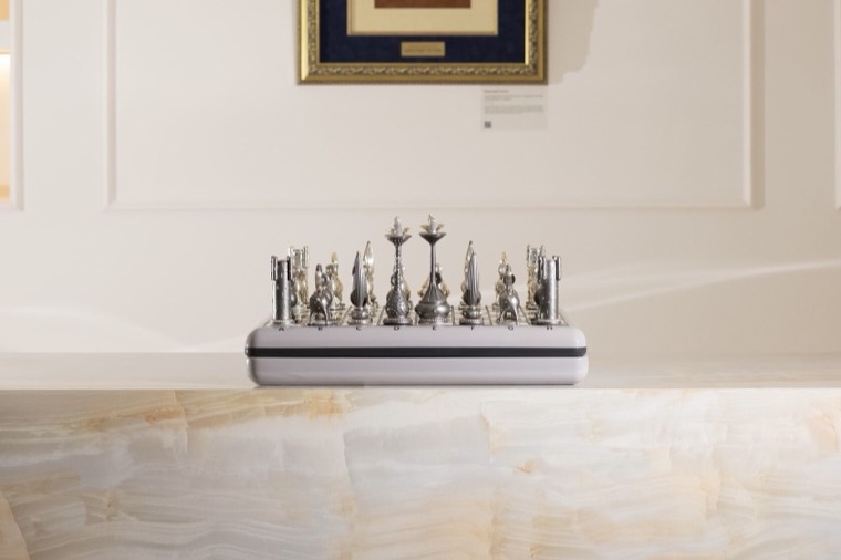 Another Kingdom Diamond Age chess set in marble interior